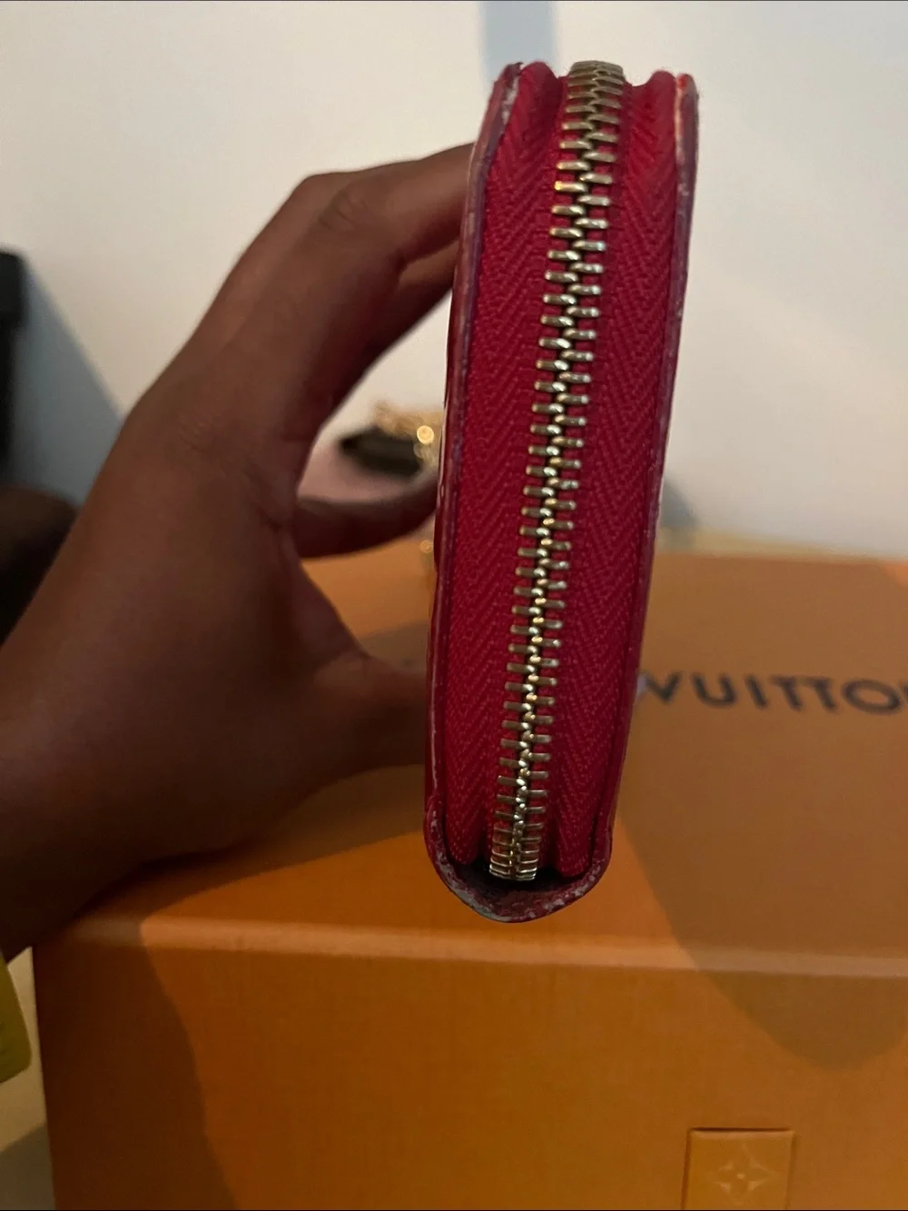 Louis Vuitton Red Monogram Vernis Zippy Wallet